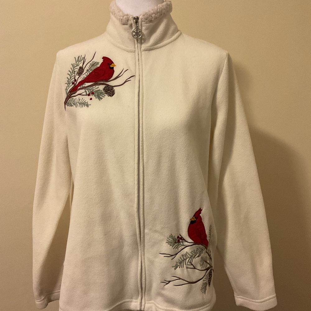 Women's Cream Sweater with Cardinal Embroidery